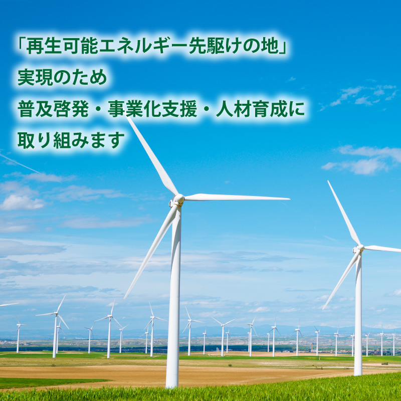 「再生可能エネルギー先駆けの地」実現のため普及・啓発・事業化支援・人材育成に取組みます